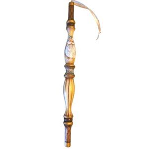 Santa Claus Ornament Spindle Hand Painted Wood 1990s